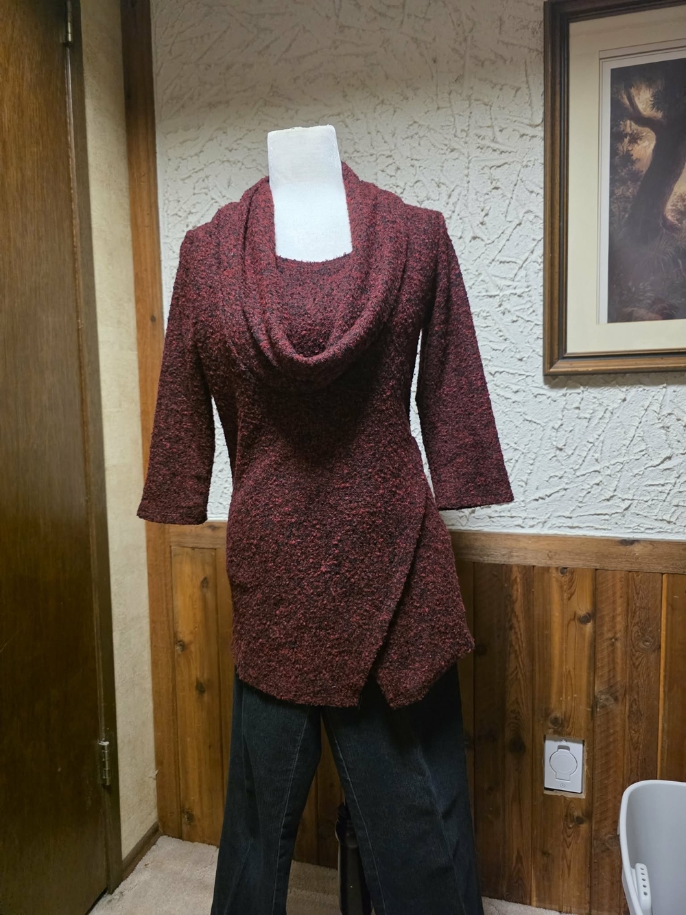 Brochure Marled Burgundy Cowl Neck Sweater Tunic